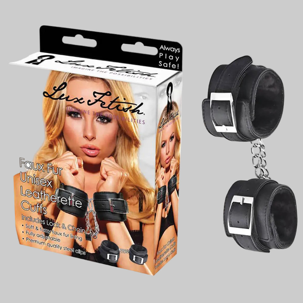 Lux Fetish Faux Fur Leatherette Cuffs