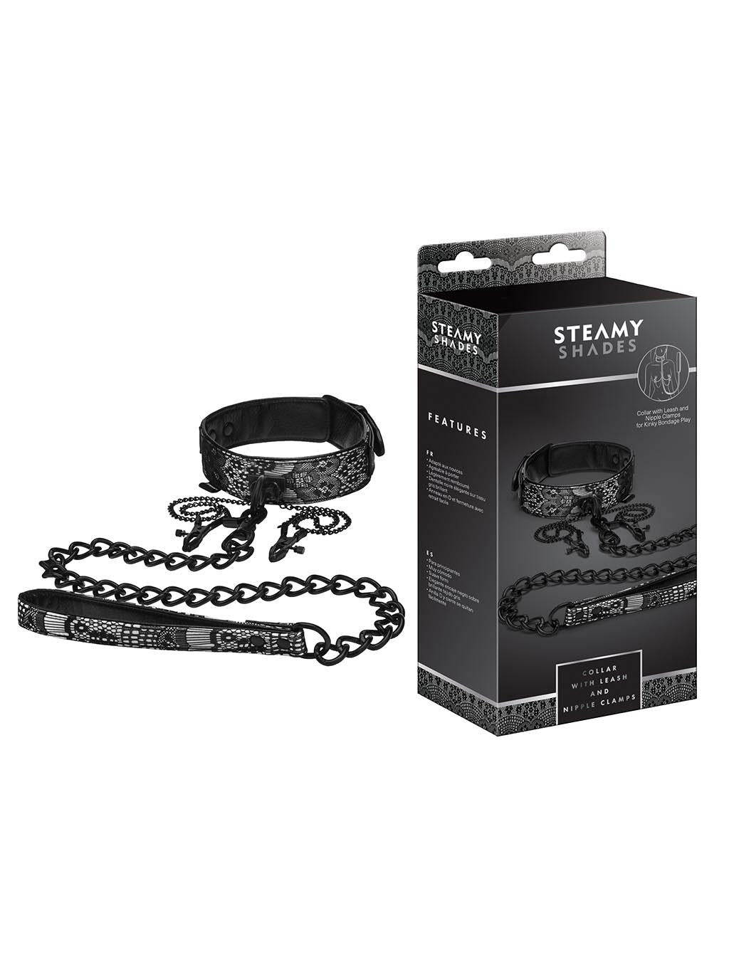 Steamy Shades Collar & Leash & Nipple Clamps