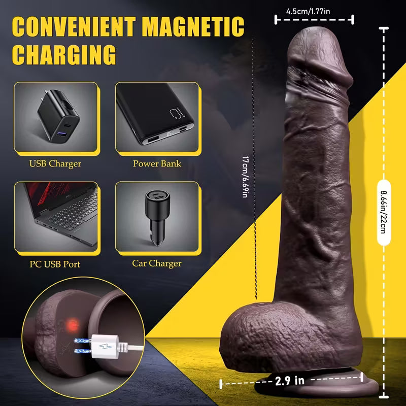 22cm Heated Rotating & Thrusting Realistic Dildo