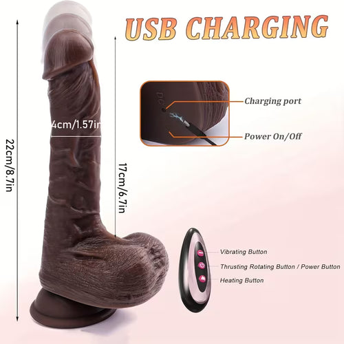 22cm Heated Rotating & Thrusting Realistic Dildo