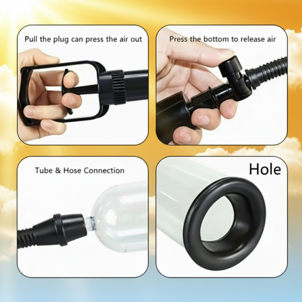 Manual Penis Vacuum Pump with 3 Sleeve Attachments