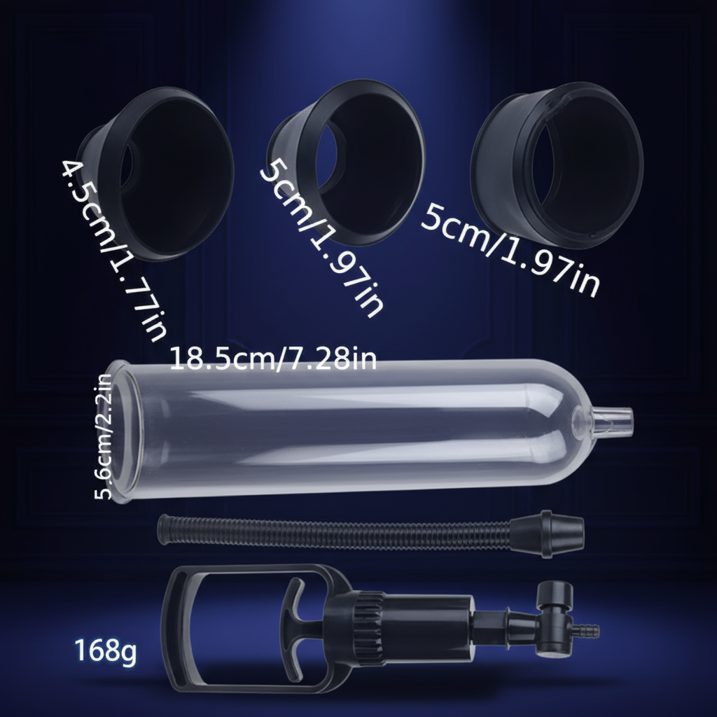 Manual Penis Vacuum Pump with 3 Sleeve Attachments