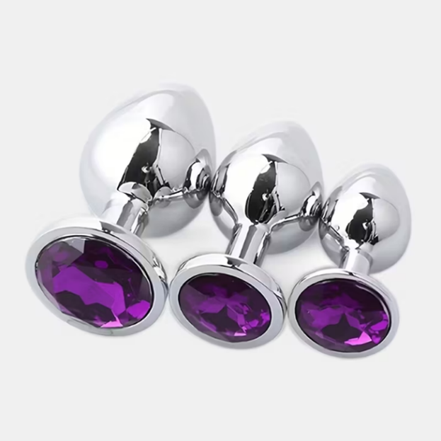 Metal Gemstone Anal Plug-Large