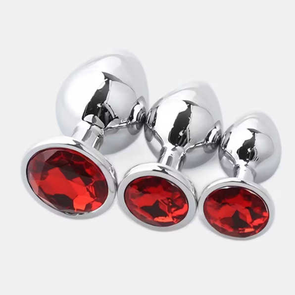 Small Metal Anal Plug with Gemstone Base