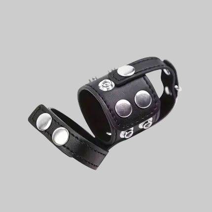 Adjustable Leatherette Restraint Cock Ring