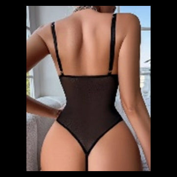 Black Floral Lace Lingerie Bodysuit