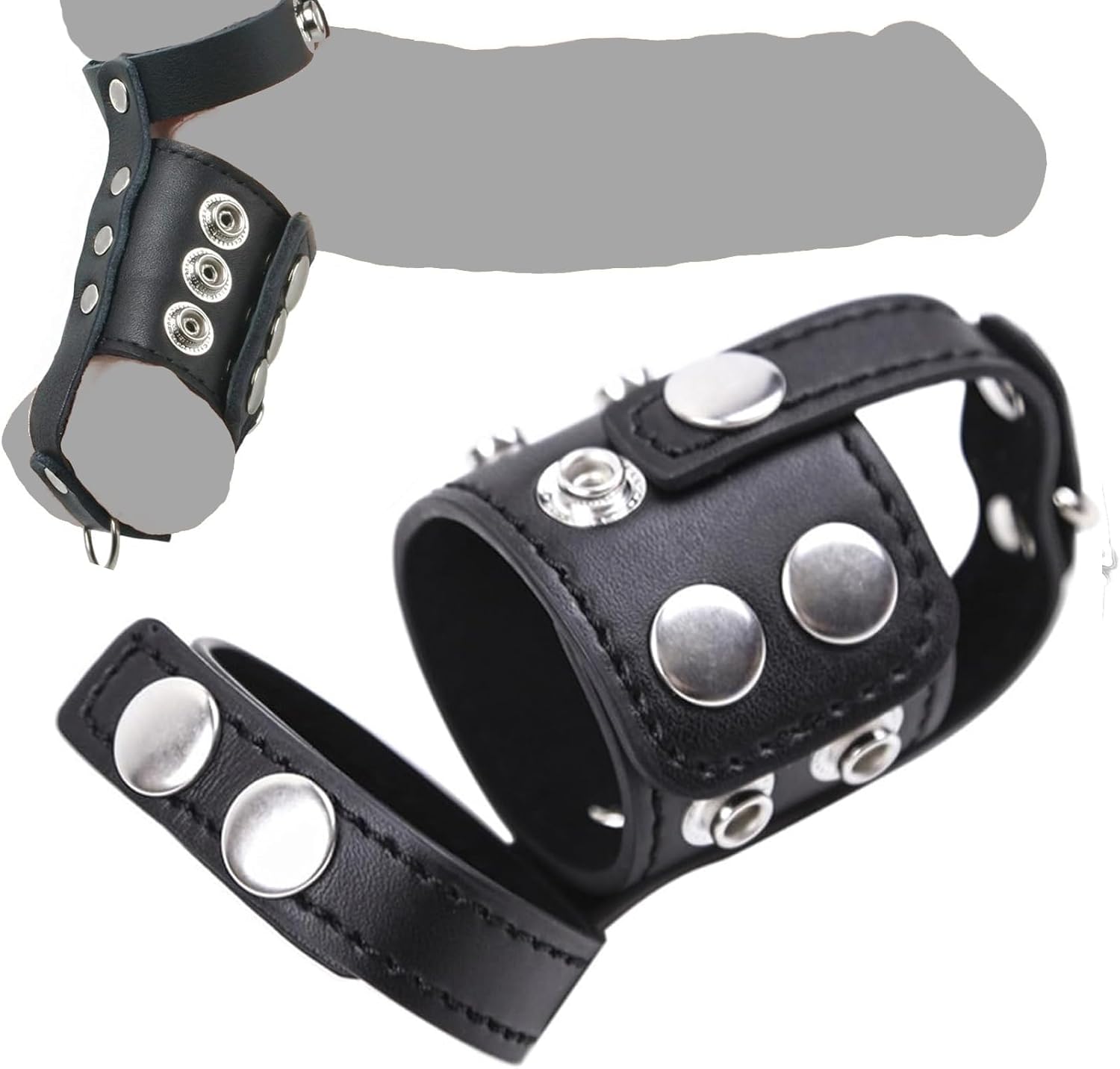 Adjustable Leatherette Restraint Cock Ring