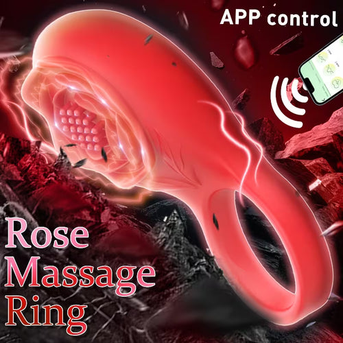 App-Controlled Rose Vibrating Cock Ring