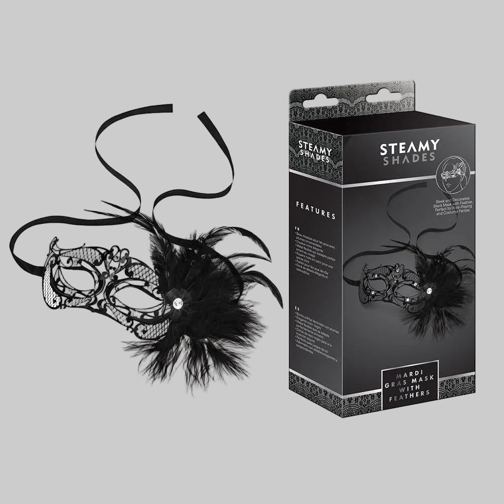 Steamy Shades Mardi Gras Mask Feather