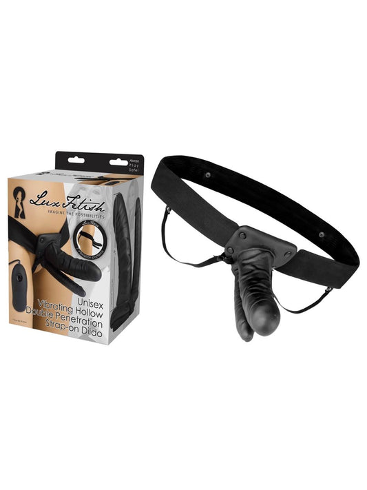 Lux Fetish Unisex Vibrating Hollow Double Strap-On