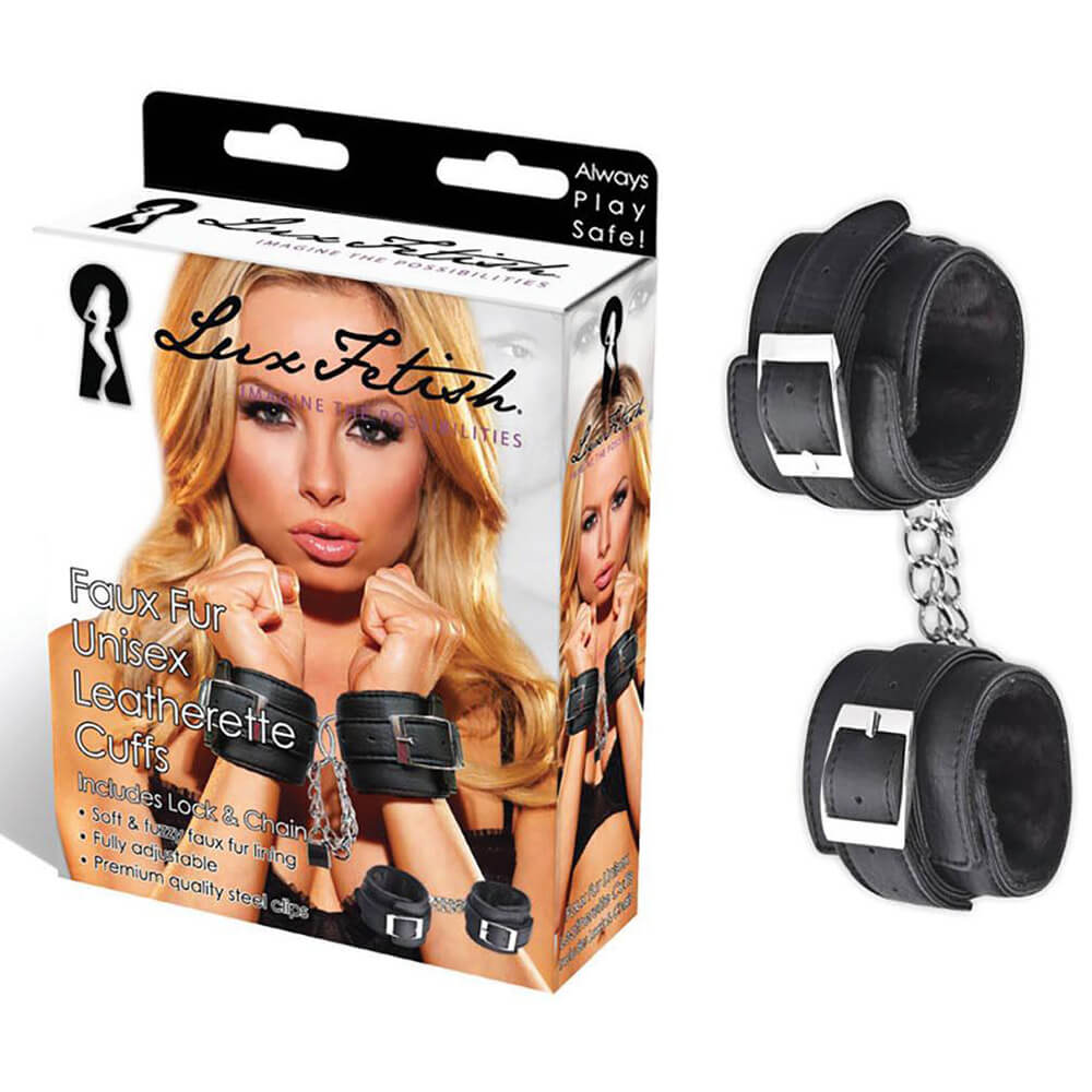 Lux Fetish Faux Fur Leatherette Cuffs